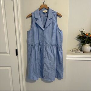 Tuckernuck Blue Collared Button Front Chambray Mini Dress XL